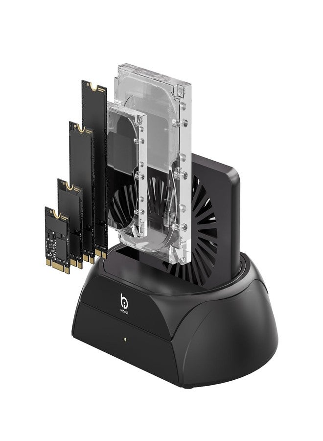 xiaobi Hard Drive Docking Station, Pcie NVMe Adapter with Cooling Fan Superior Cooling Efficiency, External Hard Drive Reader Compatible with M.2 NVMe/SATA SSD & 2.5" and 3.5" SATA HDD SSD - Image 1