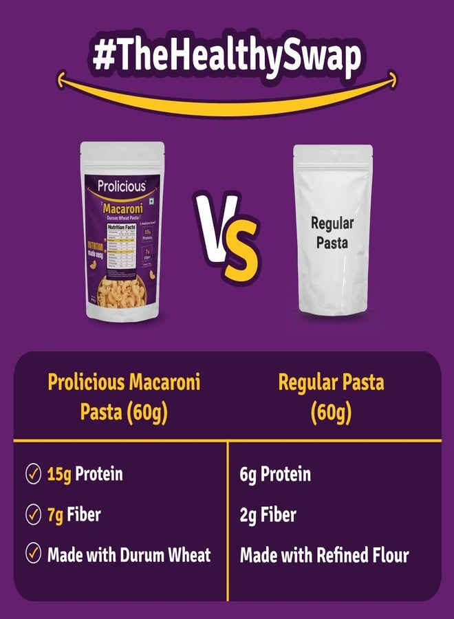 Prolicious Durum Wheat Macaroni Pasta | 2X Protein & High Fiber | No Maida | Plant Based | 400g - Image 3