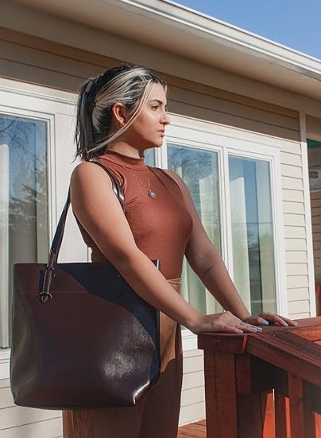 NIBEMINENT Women Vintage Genuine Leather Tote Shoulder Bag Handbag Purse Big Large Capacity  - Image 2