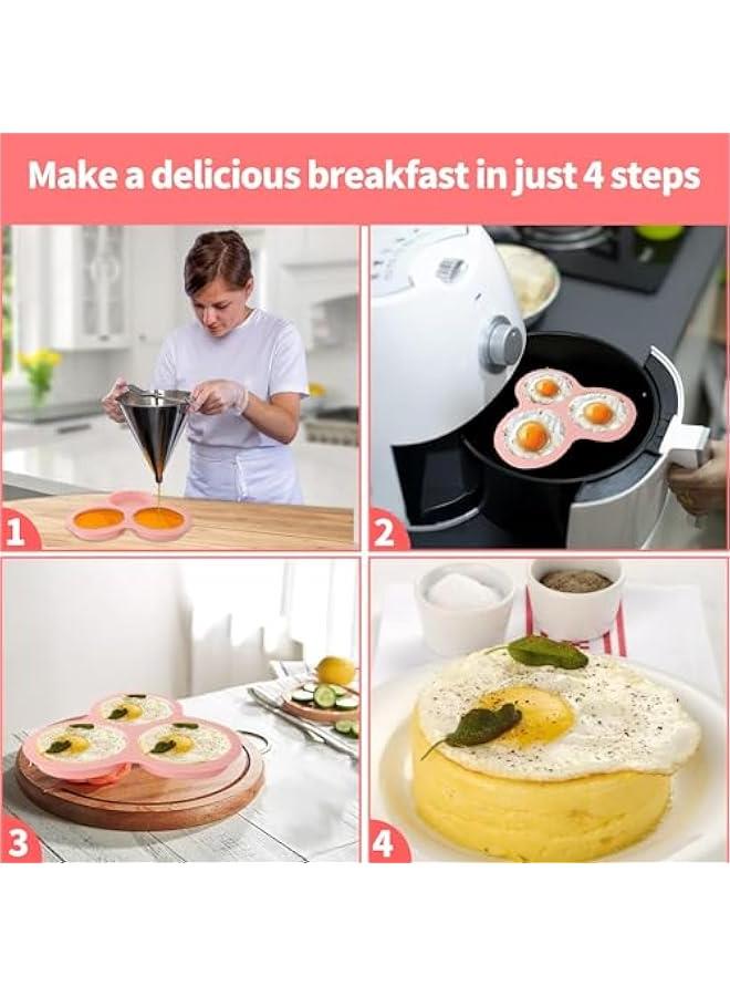 HOOKOR 2Pcs Silicone Air Fryer Egg Mold, Air Fryer Accessories Reusable Non-Stick Silicone Muffin Pans Pancake Mold for Breakfast Egg Sandwiches Baking Hamburger Cupcake Egg Pan  - Image 3