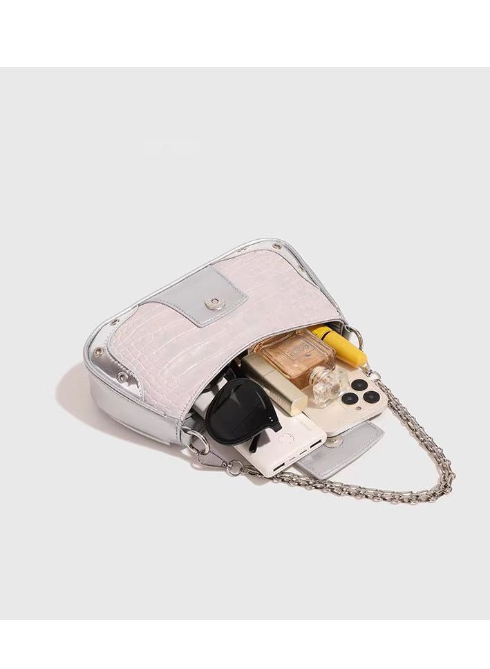 حقيبة كتف صغيرة مع سلسلة ديكور حقيبة يد صغيرة حقيبة يد خفيفة الوزن للنساء الفتيات - Image 4