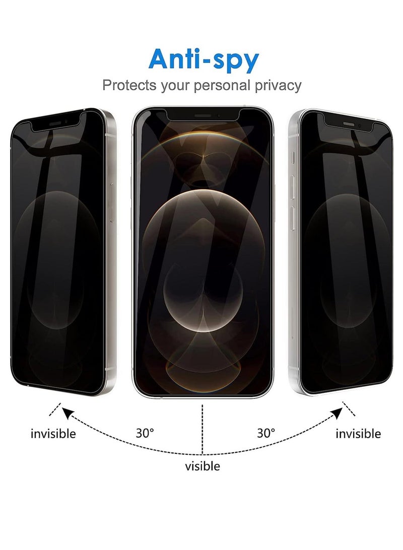 HuHa (2 Pack) for iPhone 12 PRO Privacy Tempered Glass Screen Protector Anti-Scratch with Back Camera glass Alignment Frame Bubble Free Scratch Resistant  - Image 4