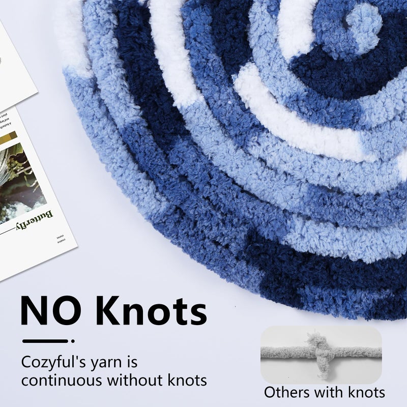 Cozyful Chunky Yarn for Hand Knitting - #10 Chunky Chenille Blanket Yarn, Jumbo Big Thick Chunky Yarns for Crocheting, Tie Dye Bulky Knit Yarns, 8 Skein (25 yds 8 oz Each Skein), Multi Blue & White - Image 4