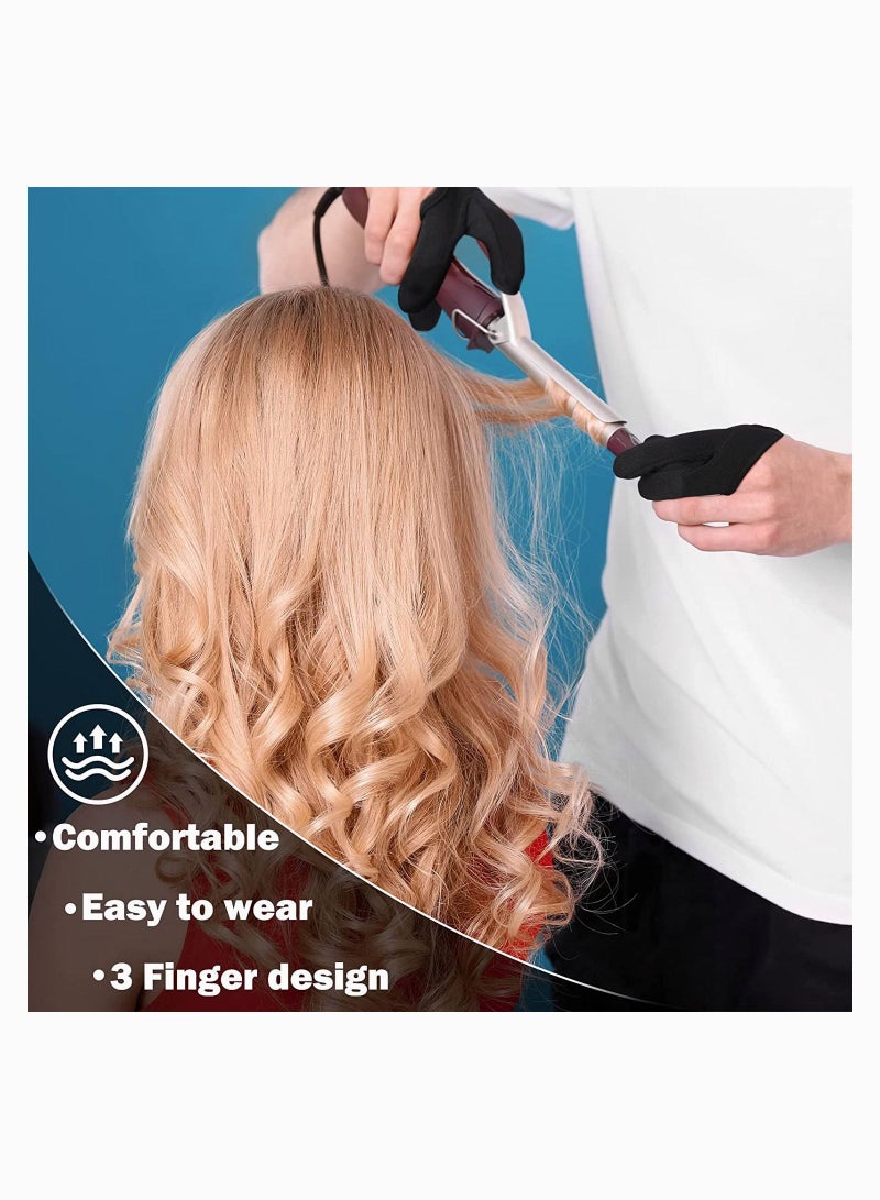NIBEMINENT 3 Finger Heat Resistant Gloves, SYOSI Mittens Protection Curling Wand Glove, Reusable Gloves for Barber Hair Styling Perming Straightening, 2 Pieces  - Image 2