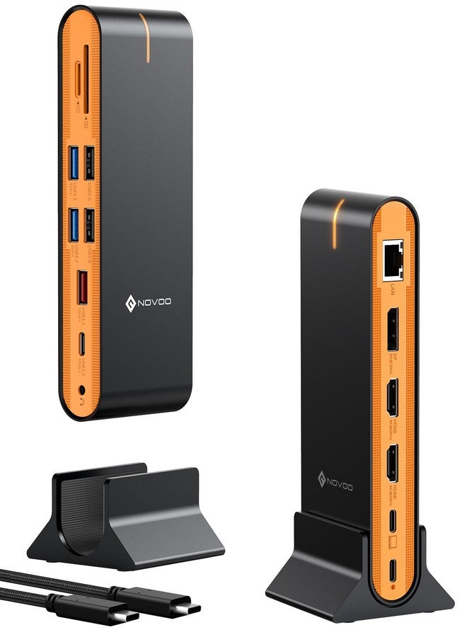 NOVOO 15-in-1 Vertical/Horizontal USB C Docking Station Triple Monitor - 8K@30Hz DP, Dual 4K@60Hz HDMI, 10Gbps USB-A/C, SD/TF, 1Gbps Ethernet,Dual Monitor Adapter Dock for MacBook, Windows Laptops - Image 1