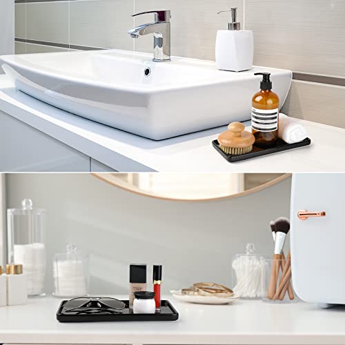 Gurygo 10" Bathroom Tray, Ceramic Vanity Tray for Bathroom, Small Ceramic Trays, Kitchen Soap Trays for Kitchen Counter (Black, 10",Set/1) - Image 4