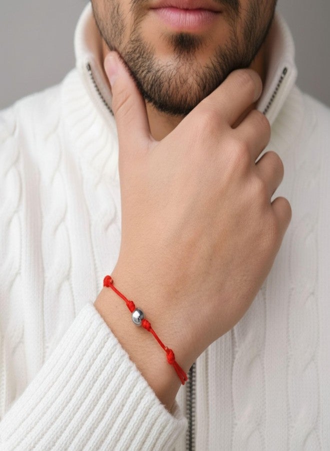 Luck Strings سوار خرز كروي من الذهب الخالص عيار 14 قيراطًا من لاك سترينجز - أساور خيطية حمراء للرجال والنساء للجنسين - أساور من الذهب الأصفر والأبيض، هدية مجوهرات (ذهب أحمر، ذهب أبيض) - Image 2