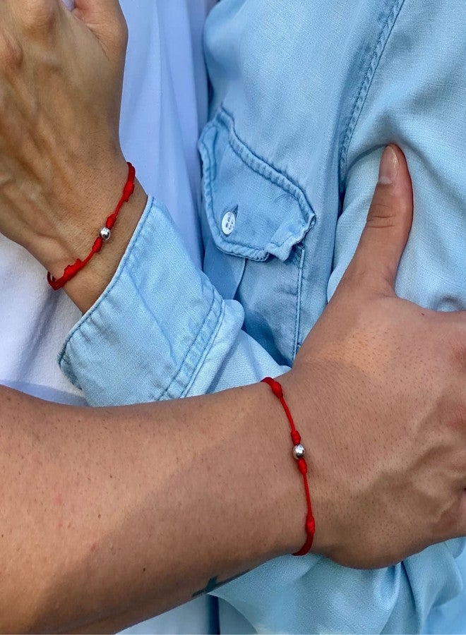 Luck Strings سوار خرز كروي من الذهب الخالص عيار 14 قيراطًا من لاك سترينجز - أساور خيطية حمراء للرجال والنساء للجنسين - أساور من الذهب الأصفر والأبيض، هدية مجوهرات (ذهب أحمر، ذهب أبيض) - Image 3
