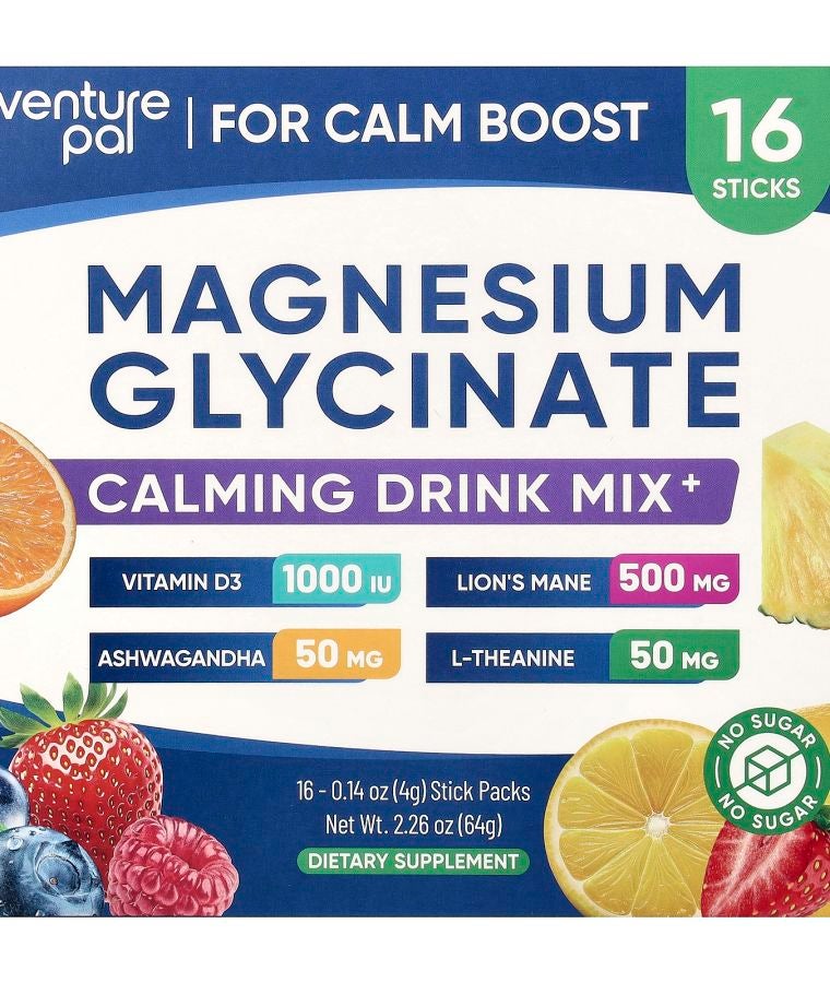 Calming Drink Mix+ Magnesium Glycinate Variety 16 Stick Packs 0.14 oz (4 g) Each
