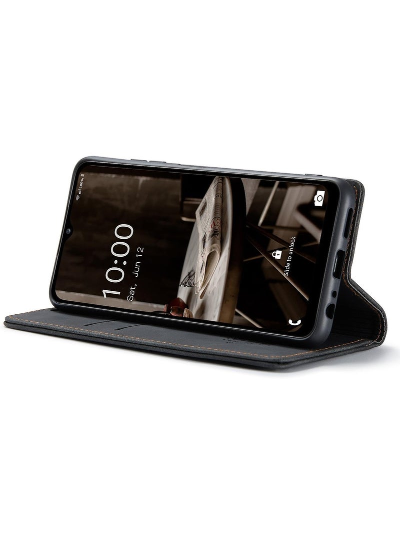 CaseMe Phone Case Luxury PU Leather Design 013 Flip Cover Card Slot Holder Cover For Samsung Galaxy A24 (Black) - Image 3