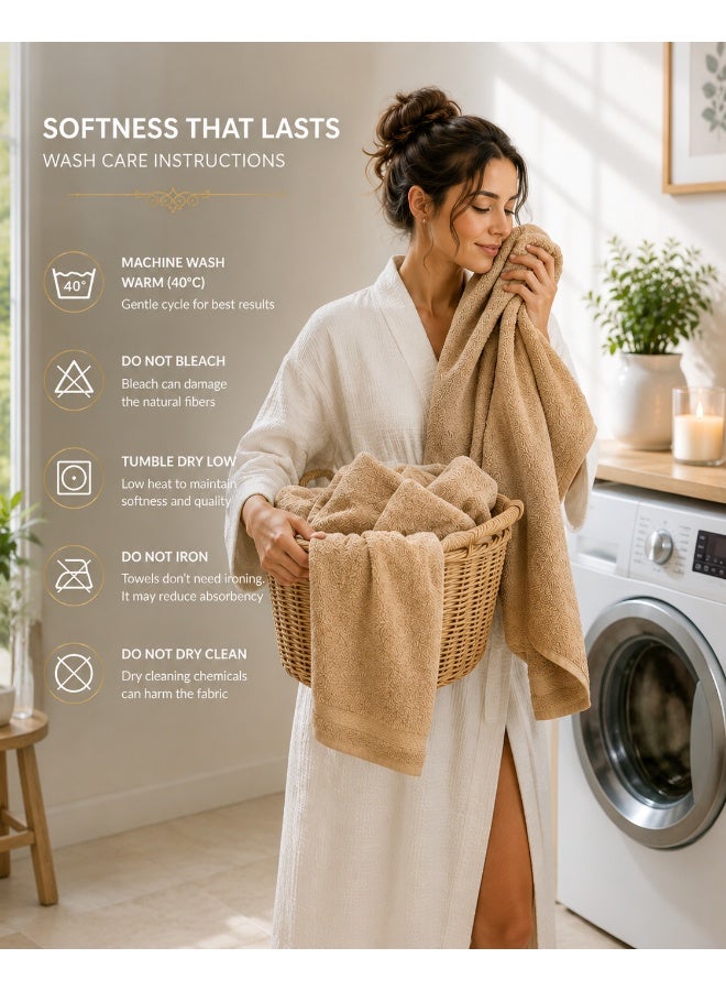 Princess 2-Piece Fast Absorbent Bath Towel Set Beige 70 x 140cm - Image 5