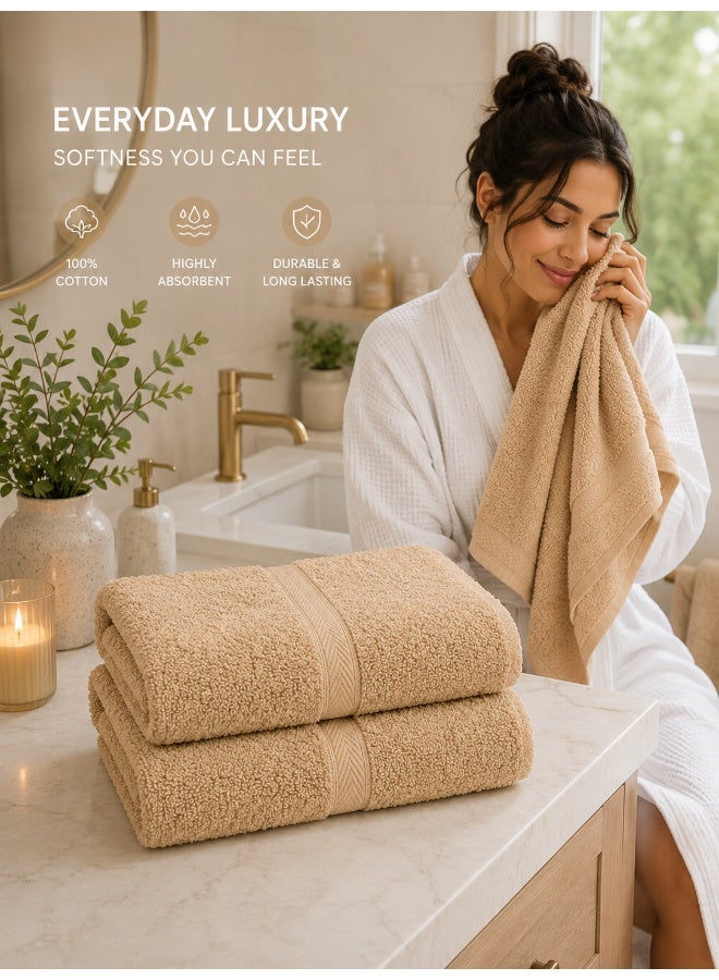 Princess 2-Piece Fast Absorbent Bath Towel Set Beige 70 x 140cm - Image 2