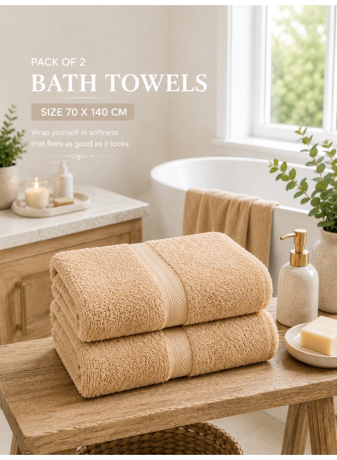 Princess 2-Piece Fast Absorbent Bath Towel Set Beige 70 x 140cm - Image 3