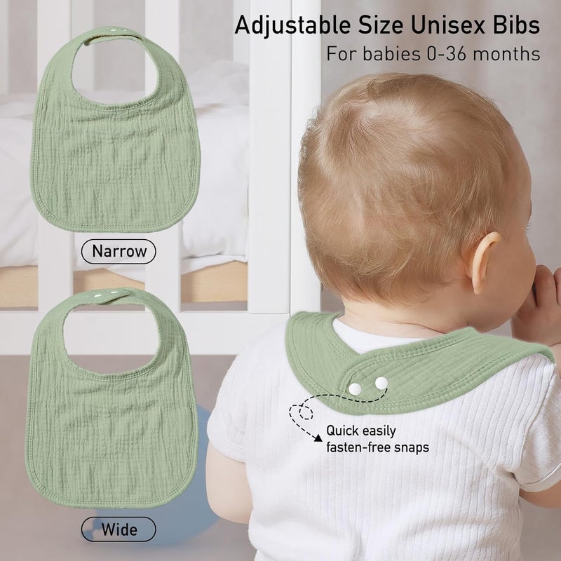 Muslin Drool Bibs for Boys Girls 6 Pack - Adjustable Baby Bibs for Drooling and Teething (Cross-country Adventure) - Image 5