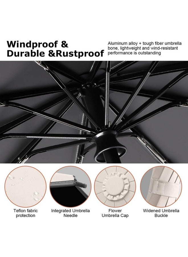 PALAY ® Large Umbrella For Men Women With Reflective Strap, 50'' Automatic Open/Close Windproof Travel Folding Umbrella, Reinforced 10 Dual Ribs, 99 Uv Protection Umbrella With Carabiner Handle Design - Image 4