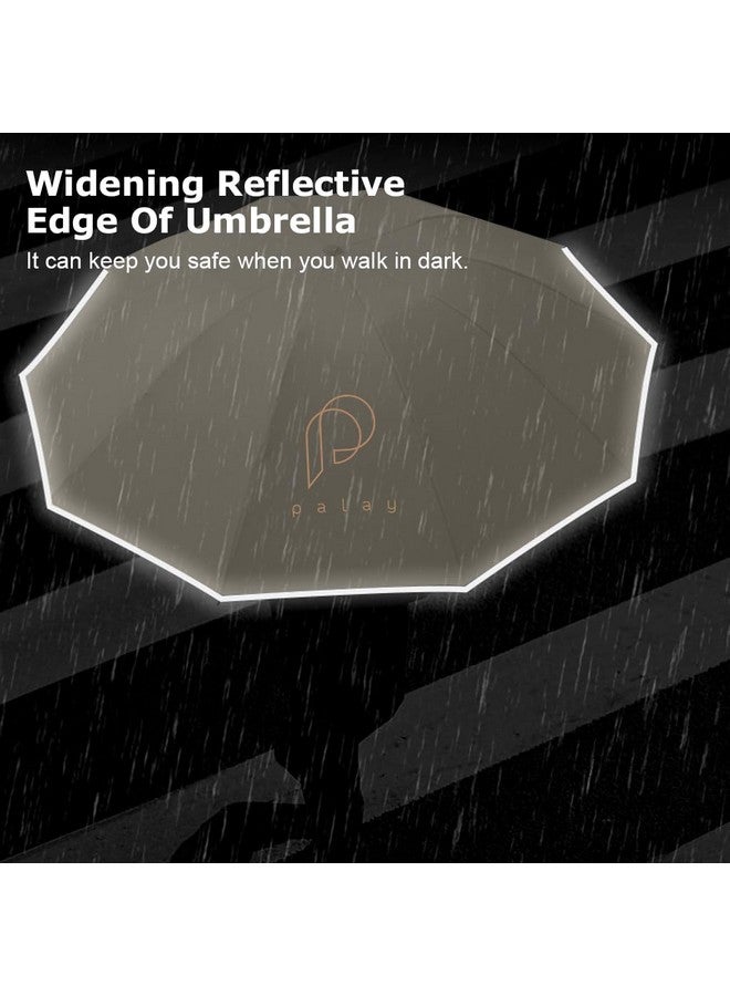 PALAY ® Large Umbrella For Men Women With Reflective Strap, 50'' Automatic Open/Close Windproof Travel Folding Umbrella, Reinforced 10 Dual Ribs, 99 Uv Protection Umbrella With Carabiner Handle Design - Image 5