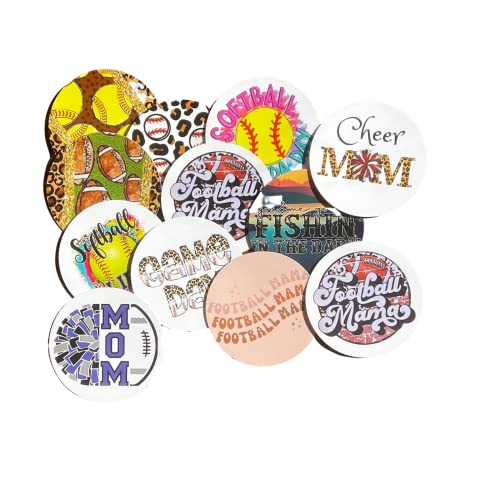 Lashicorn Freshie Sports Cardstock Cutouts Rounds 2.5” inch for Freshies Random Mix | 12 pk | For Scented Aroma Beads Bake with Mold for Car Freshie Designs, Softball, Baseball, Football, Pom and Cheer, Fishing - Image 1