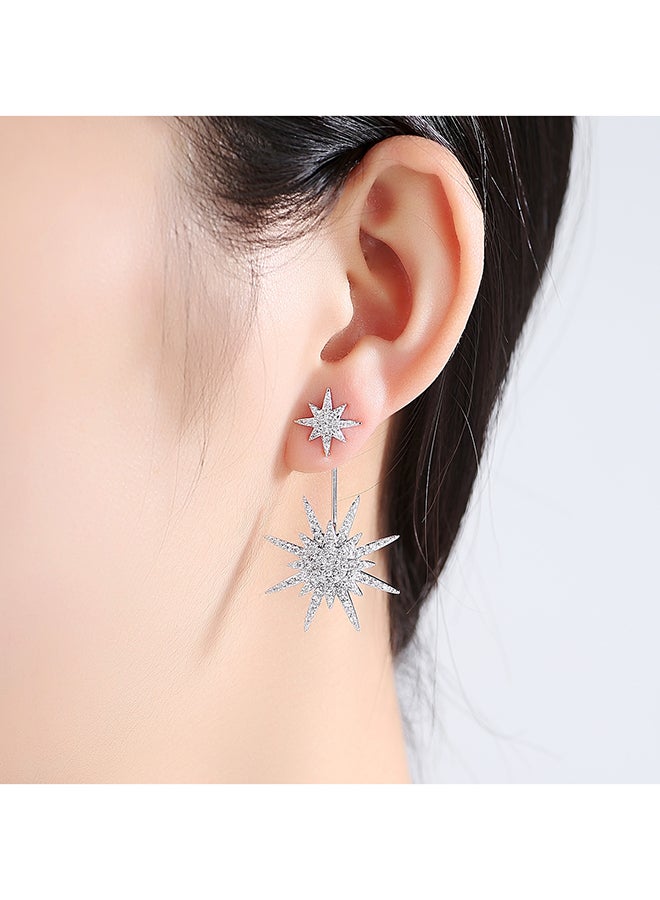 Halamodo Rhodium Plated Cubic Zirconia Dangle Earrings - Image 3