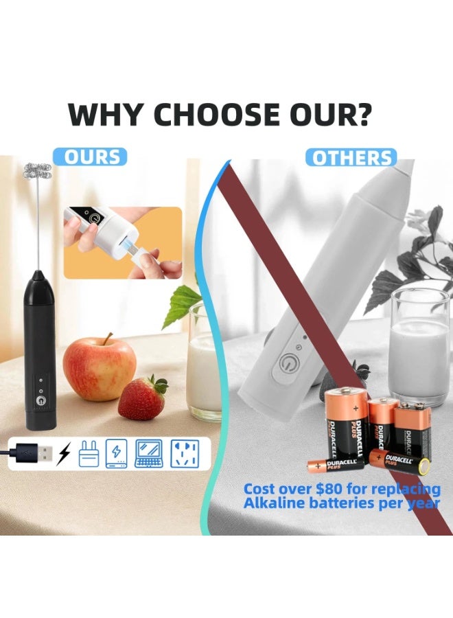 كيل › خفاقة كهربائية صغيرة محمولة بثلاث سرعات لخفق الحليب رأس خفاقة زنبركية محمولة يدويًا لصنع الرغوة للقهوة واللاتيه والكابتشينو  للكابتشينو الماتشا مع خفاقة من الفولاذ المقاوم للصدأ - Image 2