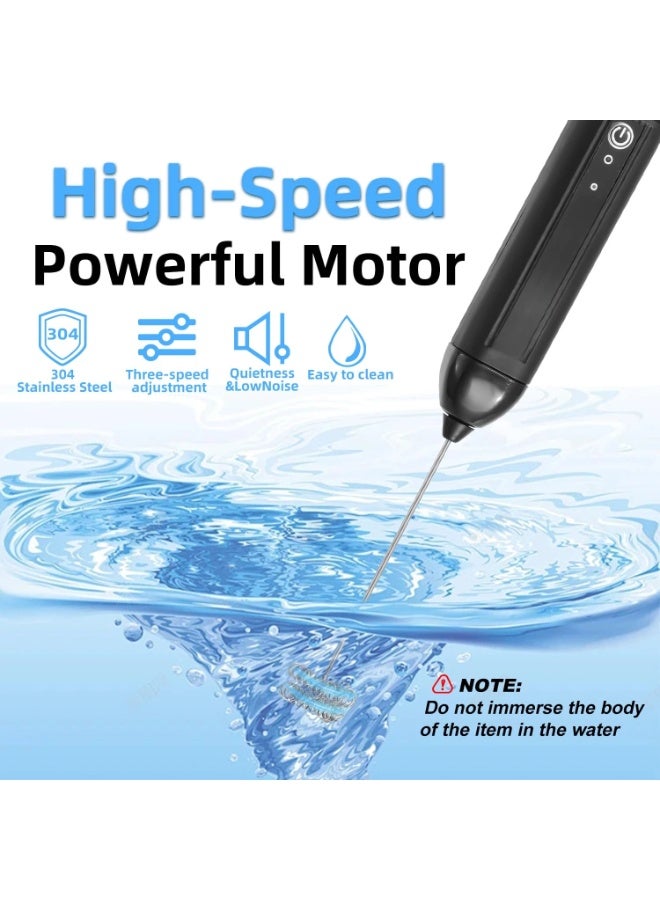 كيل › خفاقة كهربائية صغيرة محمولة بثلاث سرعات لخفق الحليب رأس خفاقة زنبركية محمولة يدويًا لصنع الرغوة للقهوة واللاتيه والكابتشينو  للكابتشينو الماتشا مع خفاقة من الفولاذ المقاوم للصدأ - Image 4