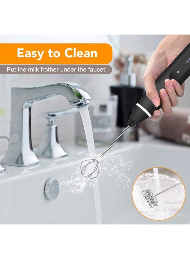 كيل › خفاقة كهربائية صغيرة محمولة بثلاث سرعات لخفق الحليب رأس خفاقة زنبركية محمولة يدويًا لصنع الرغوة للقهوة واللاتيه والكابتشينو  للكابتشينو الماتشا مع خفاقة من الفولاذ المقاوم للصدأ - Image 5