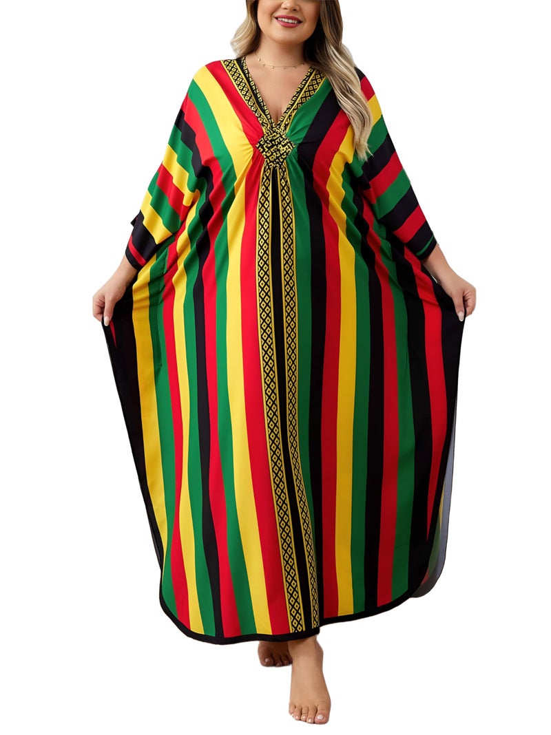 KEYLORTING Kaftan Dress for Women - Plus Size Caftan Maxi Beach Dress Moo Moos Loungewear, Swimsuit Cover Up for Beach, Pool or Vacation - Image 1
