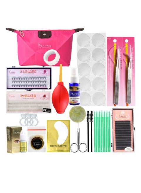18-Piece False Eyelash Extension Practice Kit - Professional Training Tools for Precision Lash Makeup, False Eyelash Application, and Grafting, Includes Diverse False Lashes Set And Cosmetic Bag