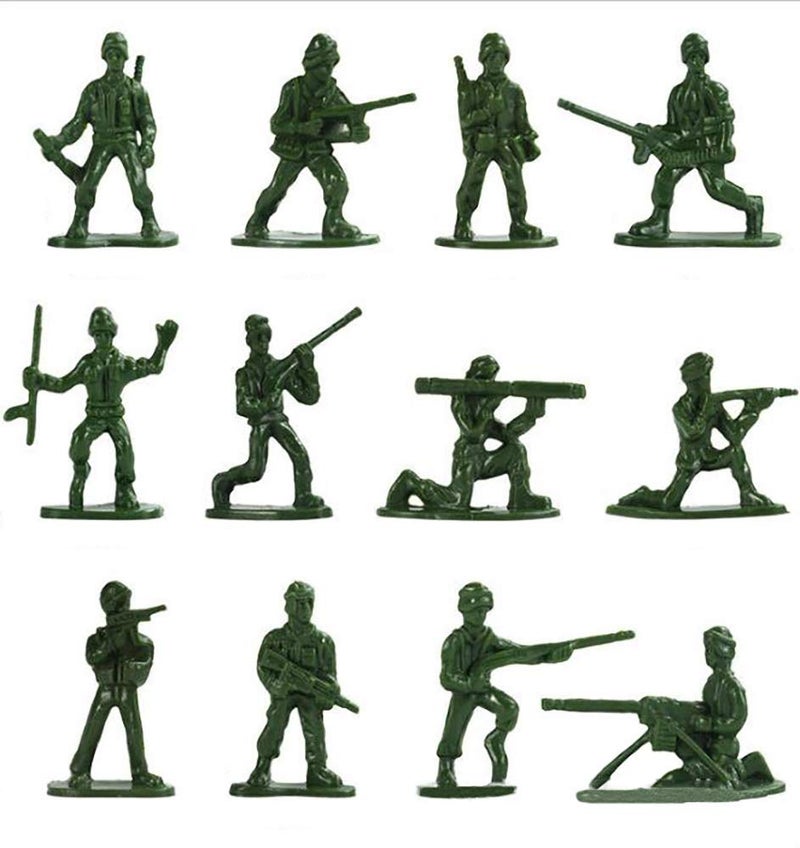 HAPTIME 100Piece Green Toy Soldiers 12 Poses Detailed and Balanced Mini Army Men Perfect for Pretend Play Educational Projects Cake Decorations and MilitaryThemed Parties 1 Inches Tall - Image 2