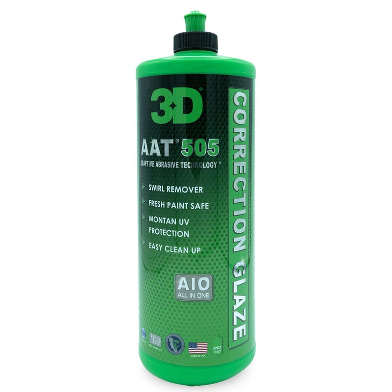 3D AAT 505 Correction Glaze - 32oz - Body Shop Swirl Remover for Freshly Painted Vehicles - Montan UV Protection - Easy Clean Up - Adaptive Abrasive Technology - Image 1