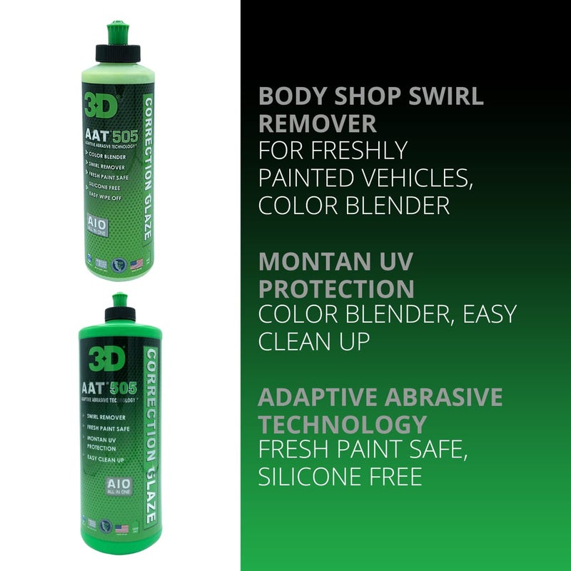 3D AAT 505 Correction Glaze - 32oz - Body Shop Swirl Remover for Freshly Painted Vehicles - Montan UV Protection - Easy Clean Up - Adaptive Abrasive Technology - Image 2