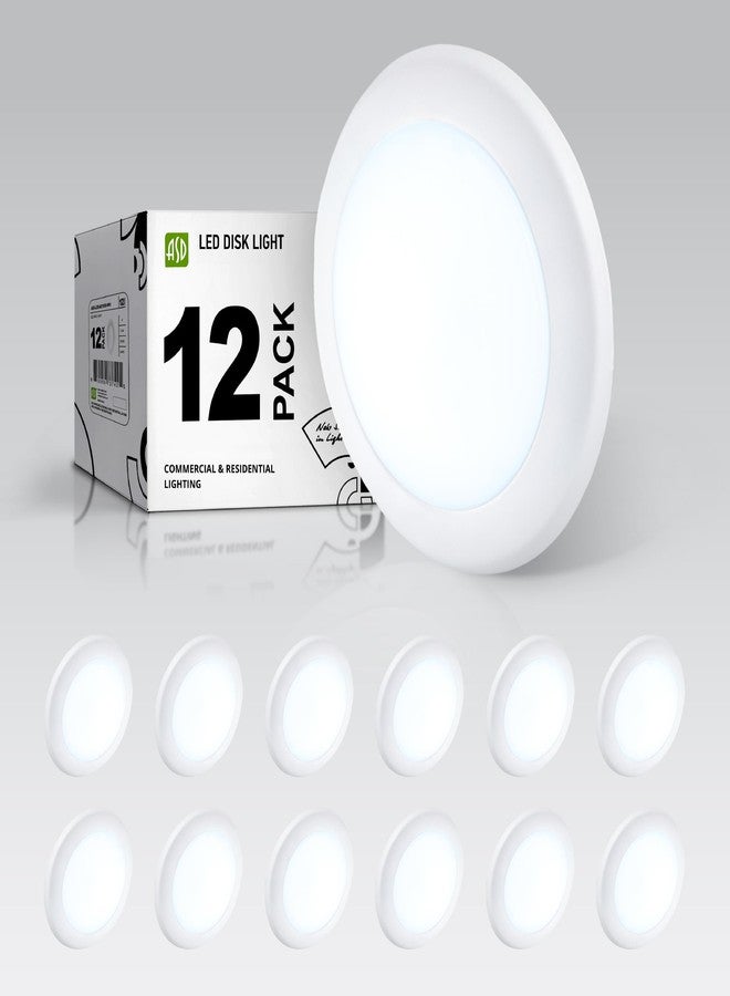 ASD 12 Pack LED Disk Lights 6 Inch, 15W 5000K Daylight 1300LM CRI90+, Dimmable Flush Mount Ceiling Light Fixture, Low Profile Surface Mount Disc, Junction Box or Recessed Can Install, ETL Energy Star - Image 1