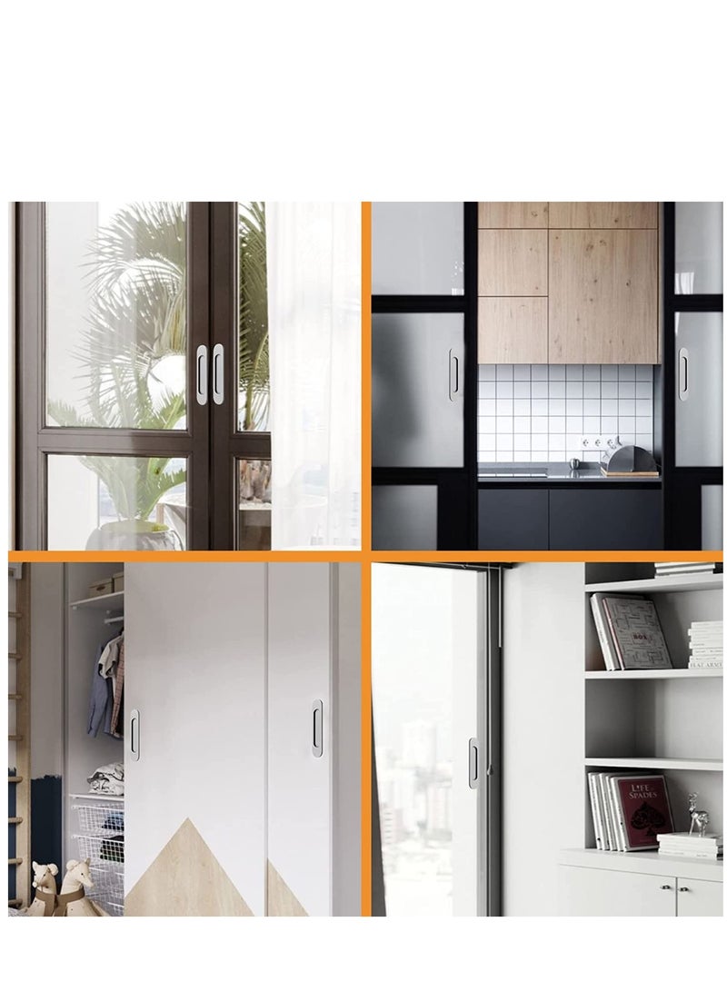 Excefore Self-Stick Oval Sliding Door Pulls, 2pcs Matte Gold Aluminum Alloy Flush Pull Punch-Free Handle for Sliding Barn Door Windows Cabinets (Matte Gray) - Image 5