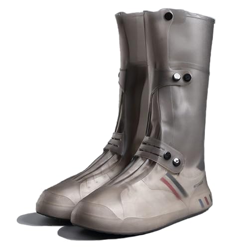 YUISI Silicone Reusable Waterproof Shoe Cover for Rain, 13.39 Inch Foldable Tall Boot Design Rain Cover for Shoes (Grey, 9UK) - Image 1