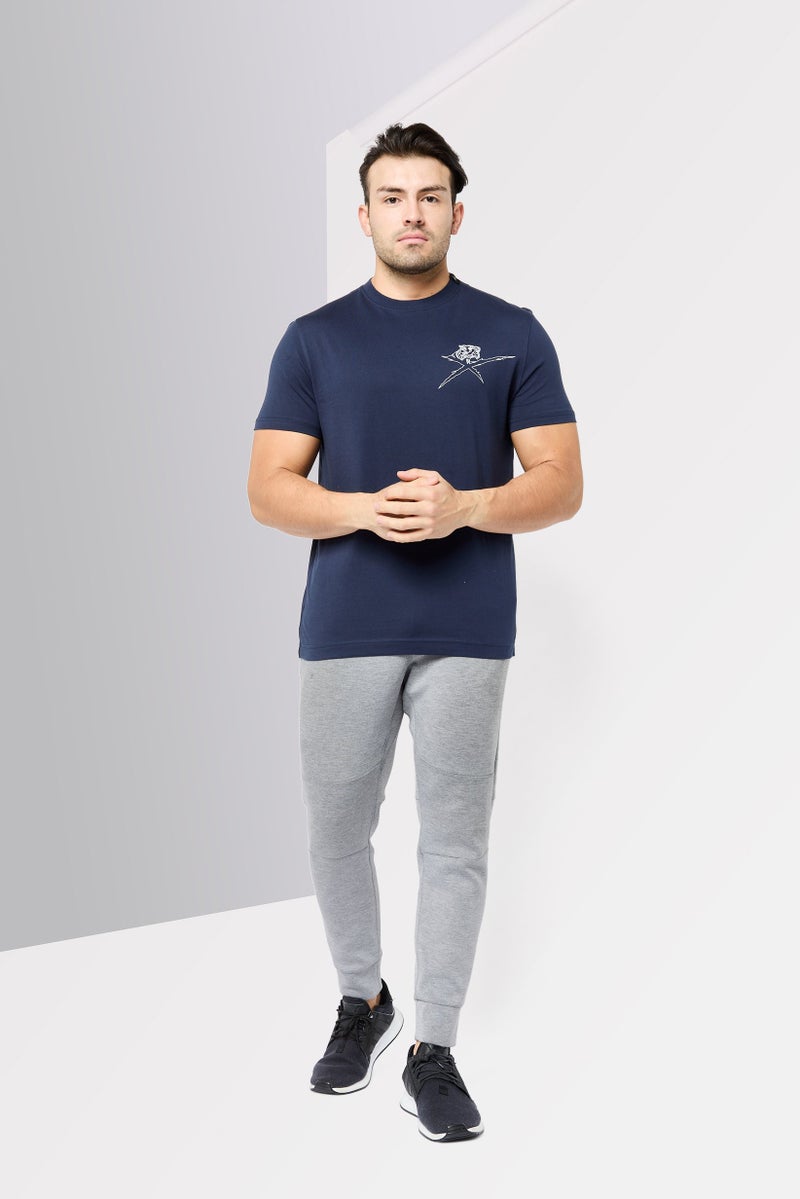 PHILIPP PLEIN Plein Sport Men Sportswear Fit Short Sleeves Outdoor T-Shirt, Navy - Image 2