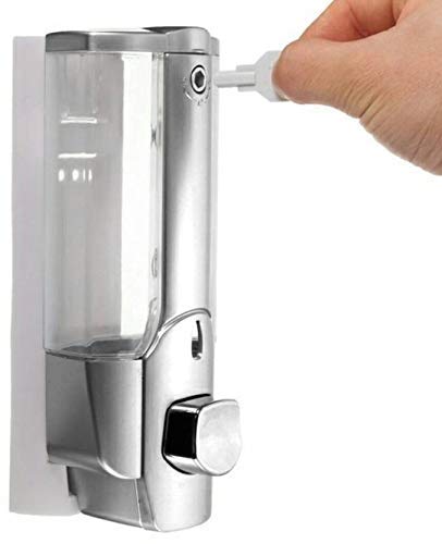 LE Plastic Soap Dispenser Wall Mounted with Screw Set, Key Lock for Liquid Soap/Conditioner/Shampoo, 350ML, Grey -Set of 2 Pieces - Image 2