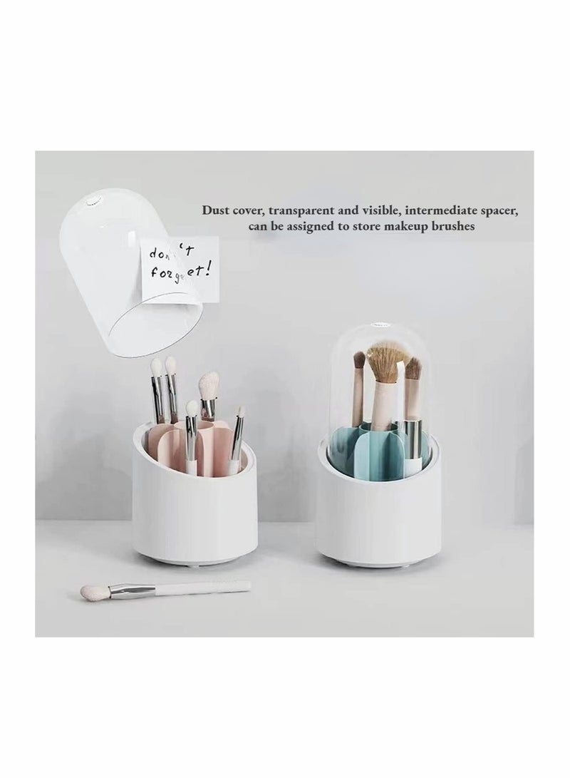 KASTWAVE Makeup Brush Holder, 360 Rotating Makeup Organizer, Clear Makeup Display Cases Organizer for Vanity Organizers Brush Storage (Blue) - Image 2