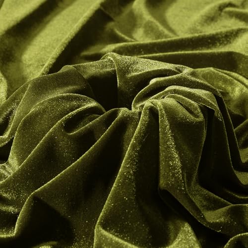 MaiMaiSuan Light Olive Green Velvet Fabric by The Yard, 1 Yard 60" Wide Soft Stretchy Velvet Material for Upholstery Sofa Chair Cover DIY Sewing Costume Craft Curtain - Image 1