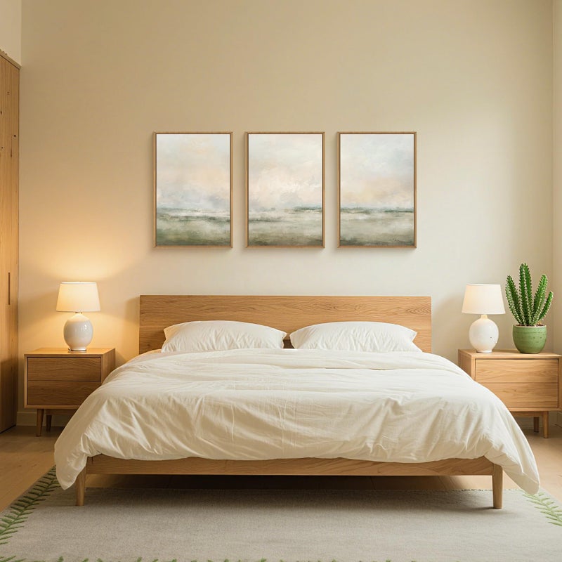 Aryroi Abstract Beige Green Landscape Framed Canvas Wall Art Set, Watercolor Natural Tan Wall Decor, Minimalist Neutral Modern Scenery Artwork for Living Room, Bedroom,Farmhouse- 24"x36"x3 - Image 5