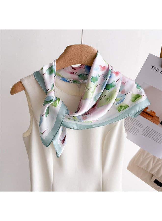 Small Xiangfeng Scarf Square Scarf Black And White Professional Scarf Satin Imitation Silk Scarf New Printed Hair Scarf 70
