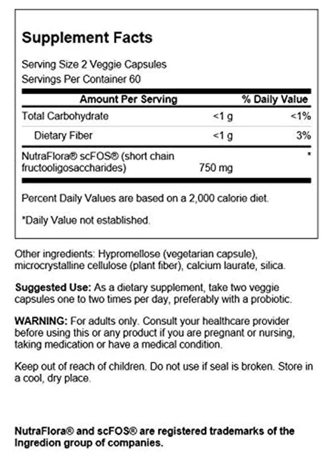 SWANSON Prebiotic Capsules - Promotes Friendly Flora Support & Overall Digestive Health - Prebiotic Fiber Promoting Gut Health & Immune Health Support - (120 Veggie Capsules, 750mg Each) 1 Pack - Image 2
