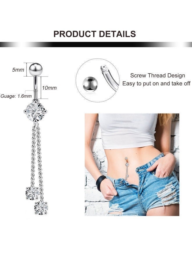 14G طويلة البطن شنقا زر حلقة عملية الصلب تشيكوسلوفاكيا البطن شنقا الحديد منتصف البطن خاتم الحديد تناسب المرأة ارتداء المجوهرات الفضية 5pcs نوع ب - Image 2