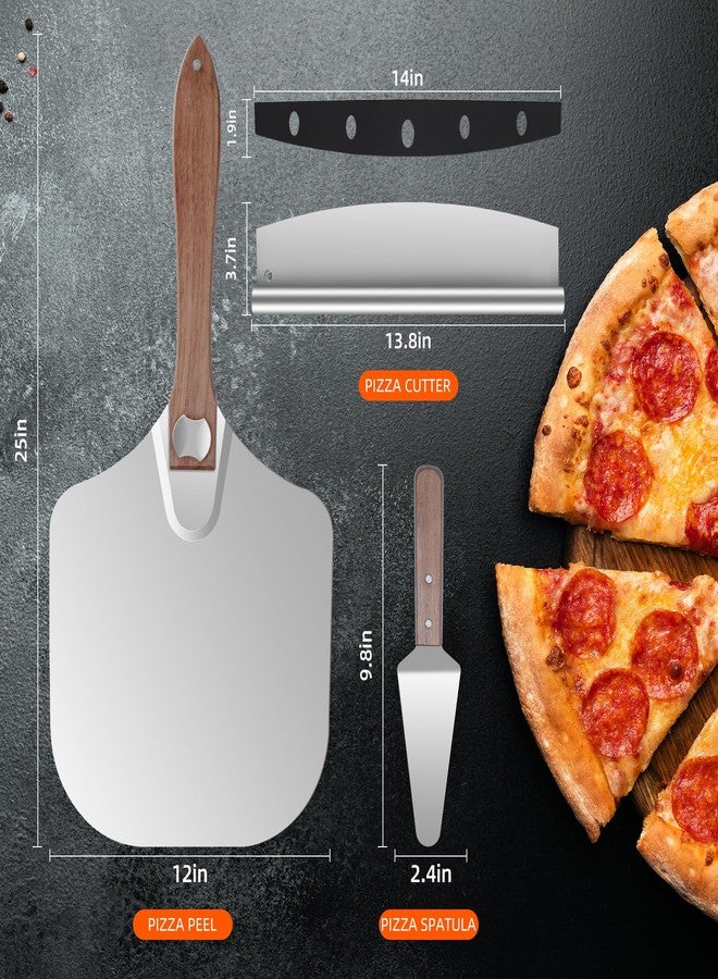 Nsoyos Pizza Peel Aluminum Pizza Spatula, Mooues 12 inch Metal Pizza Paddle(12"x 14") with Rocker Cutter Foldable Wood Handle - Image 5
