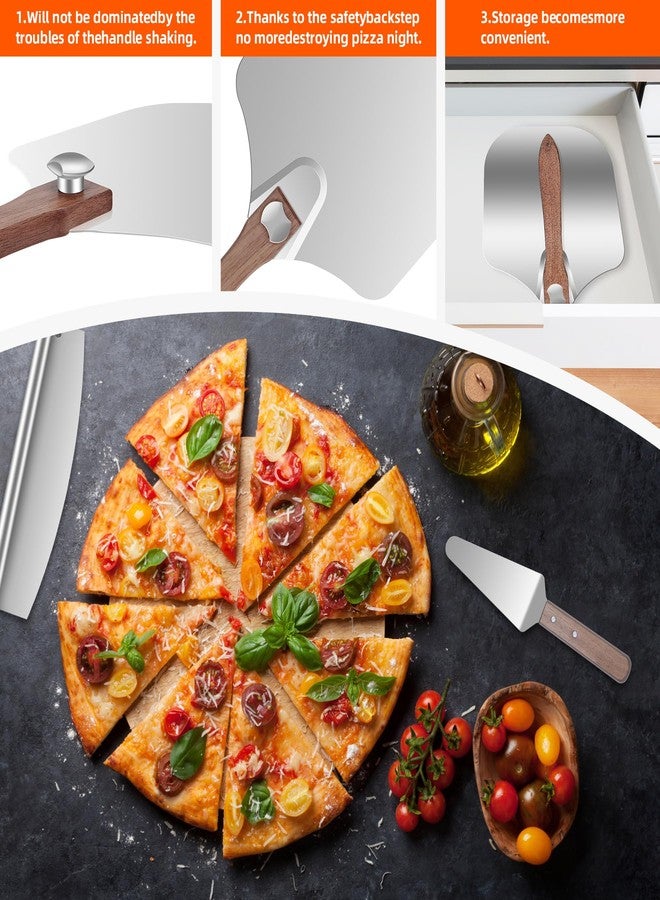 Nsoyos Pizza Peel Aluminum Pizza Spatula, Mooues 12 inch Metal Pizza Paddle(12"x 14") with Rocker Cutter Foldable Wood Handle - Image 4