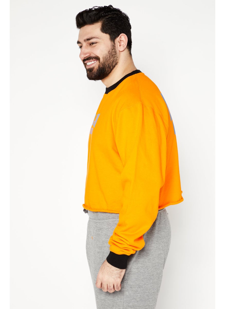 Bel-Air Athletics - Men Sportswear Fit Athletic Crop Sweatshirt, Orange - Image 1