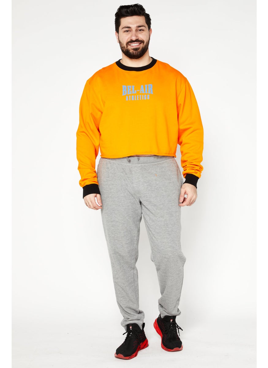 Bel-Air Athletics - Men Sportswear Fit Athletic Crop Sweatshirt, Orange - Image 1