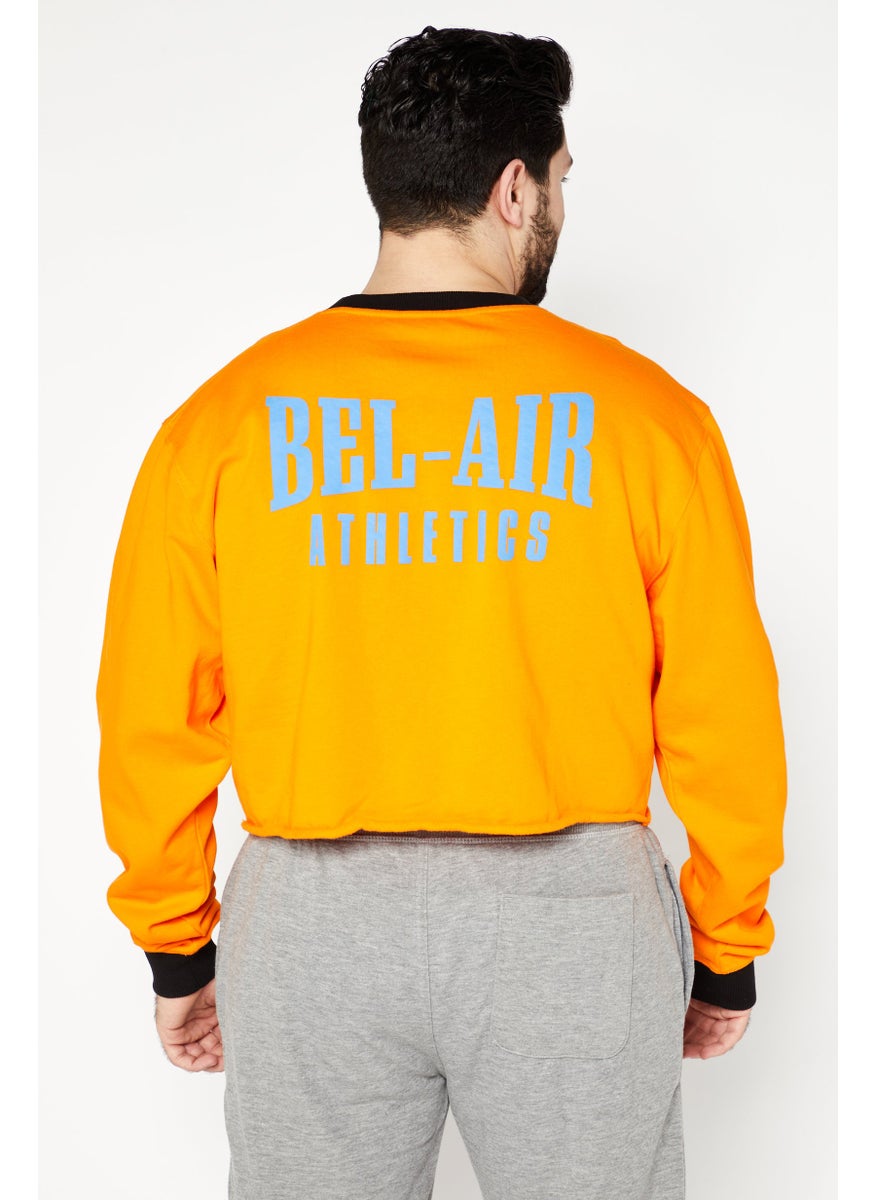 Bel-Air Athletics - Men Sportswear Fit Athletic Crop Sweatshirt, Orange - Image 1