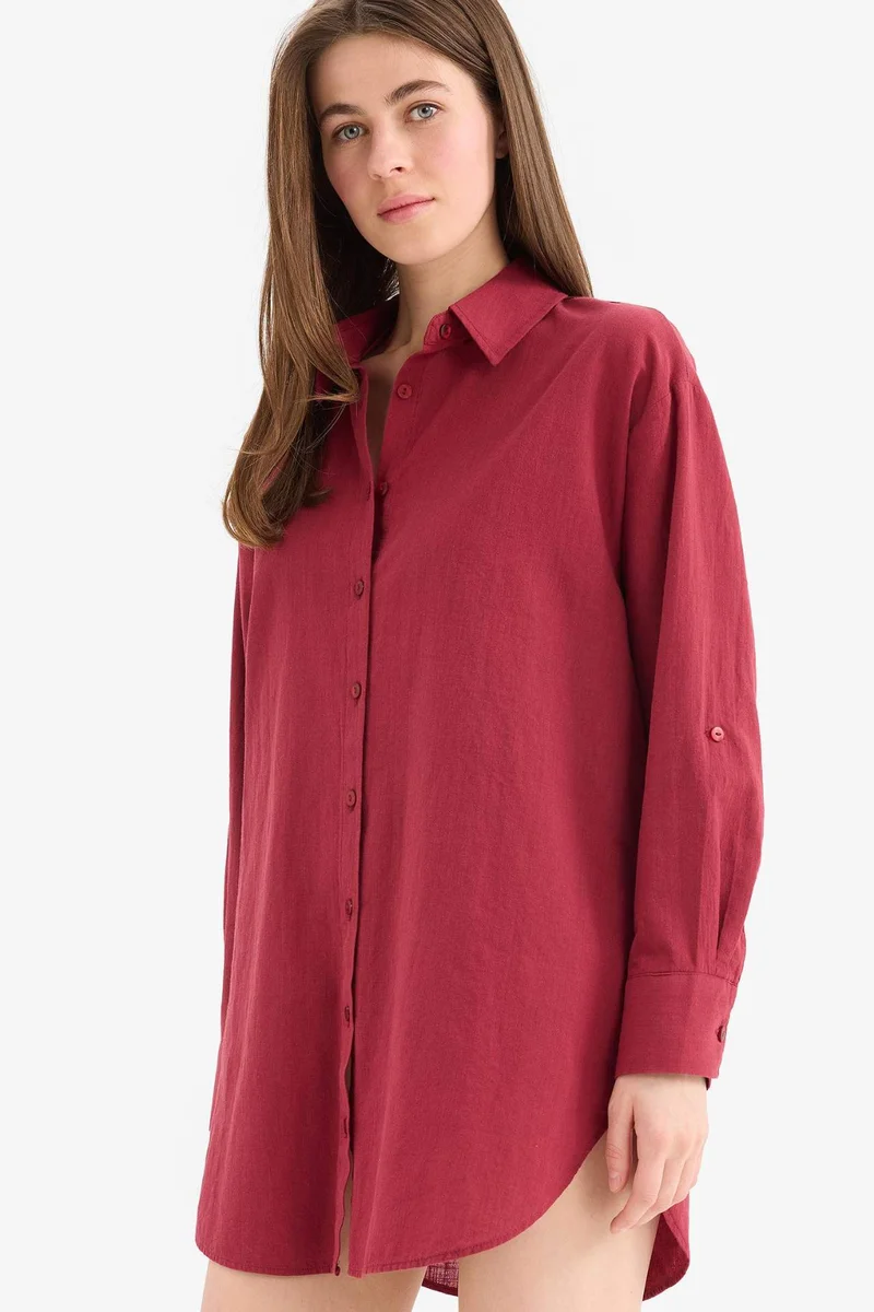 ديفاكتو Fall in Love Regular Fit Cotton Beach Shirt