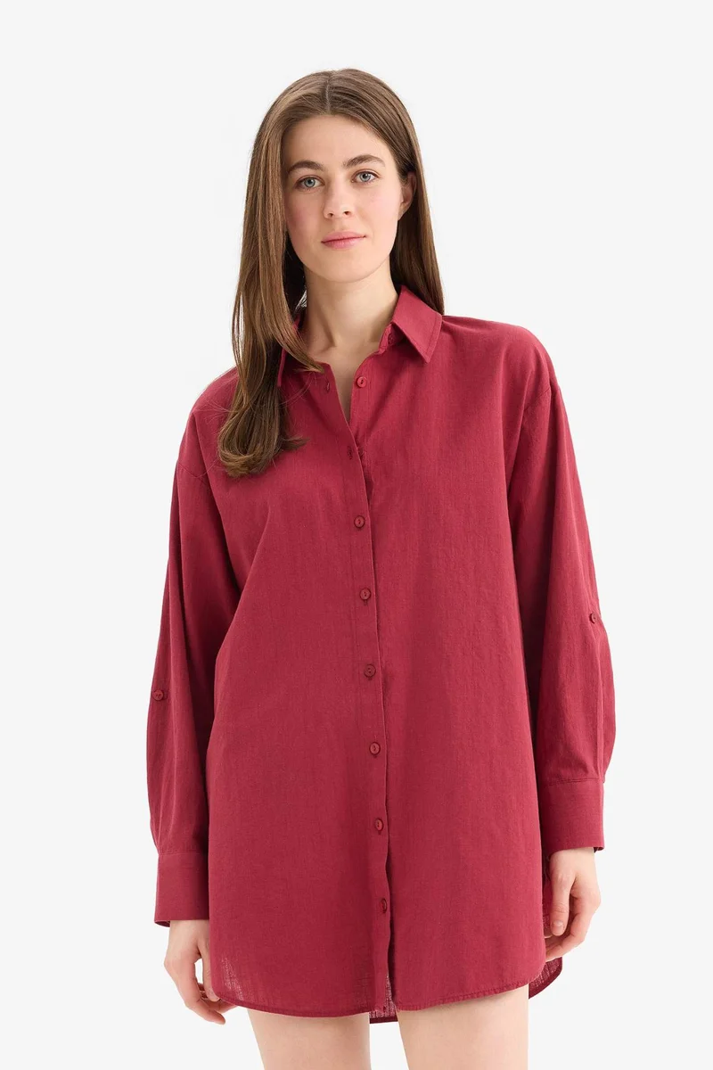 ديفاكتو Fall in Love Regular Fit Cotton Beach Shirt