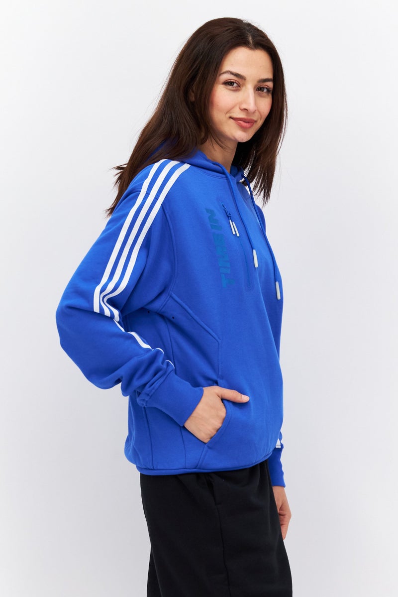 adidas Originals Women Sportswear Fit Long Sleeves Outdoor Hoodie, Blue  - Image 4