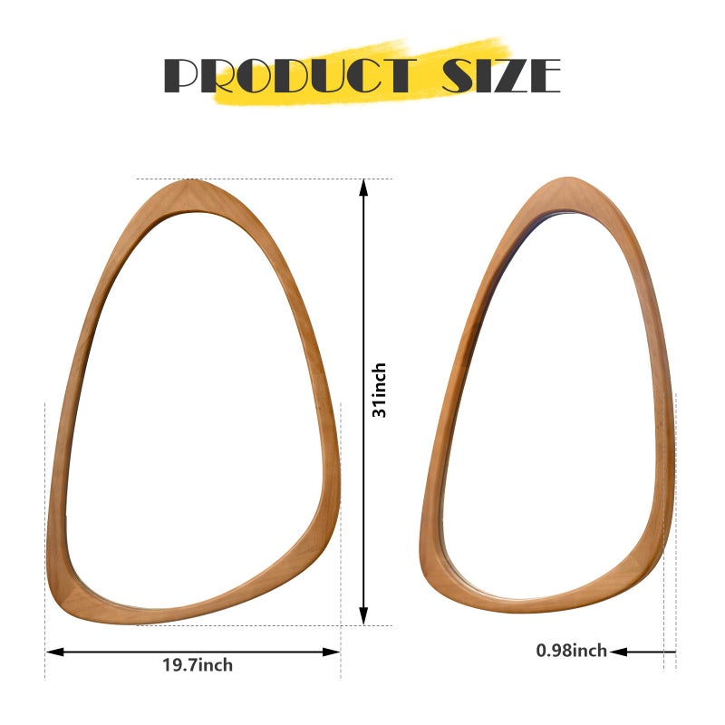 sawsile Irregular Wall Mirror for Bathroom,Wood Asymmetrical Rustic 19.5 x 30.5 inch Farmhouse Vanity Unique Walnut Decorative Large Mirror for Entryway,Bedroom,Living Room,Washroom - Image 3